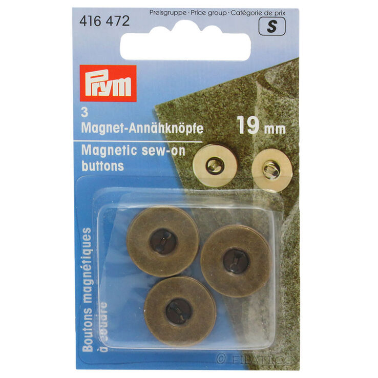 Prym Magnet knapper til syning 19mm | 472-gammelmessing