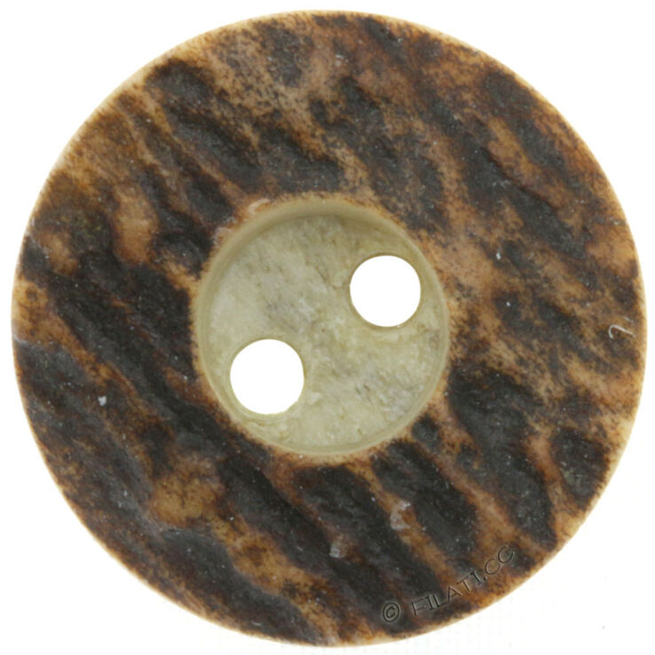 Union Knopf Knap hjortehorn 2 hul 20mm | 22-mørk brun