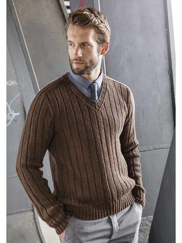 Lana Grossa BRUN SWEATER MED BRED RIB Cool Wool Big Melange