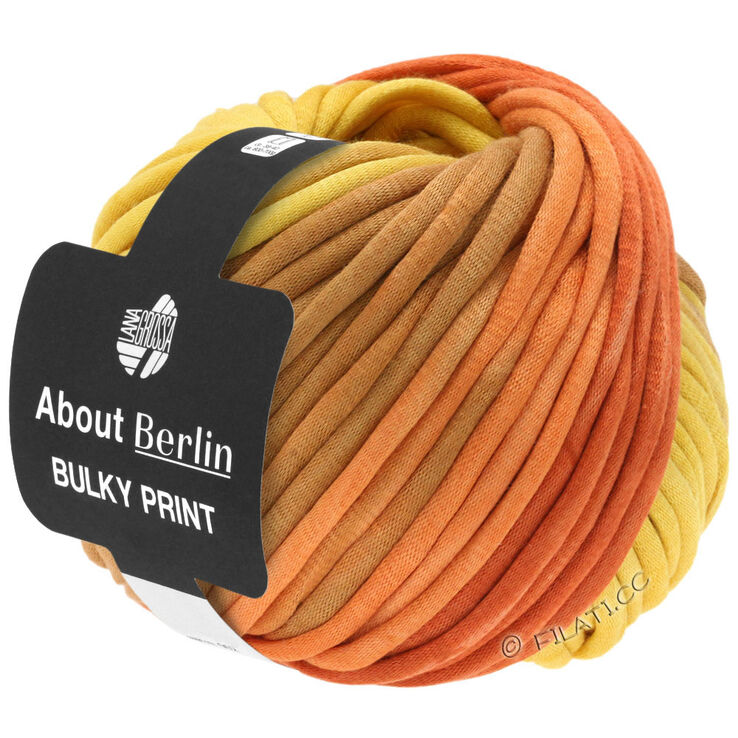 Lana Grossa BULKY Print (ABOUT BERLIN) | 101-gul/orange/gyldenbrun/laks
