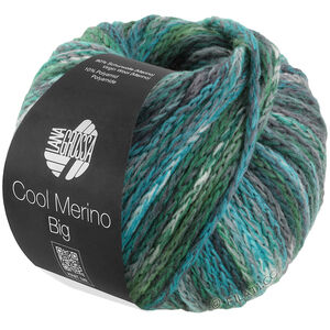 Lana Grossa COOL MERINO Big Color | 409-mørk grøn/petrol/søgrøn/grågrøn/grå/hvid