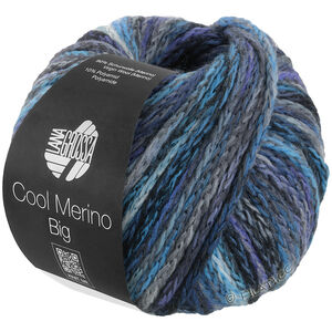 Lana Grossa COOL MERINO Big Color | 410-grå/mynteturkis/mørk blå/royal/blåviolet