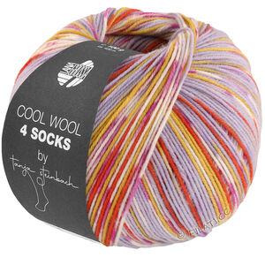 Lana Grossa COOL WOOL 4 SOCKS PRINT III | 7208-violetblå/karry/fictile rød - lerrød/ecru/fuchsia