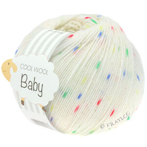 Lana Grossa COOL WOOL Baby Uni/Print 50g | 351-hvid/rød/blå/grøn/gul