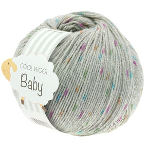 Lana Grossa COOL WOOL Baby Uni/Print 50g | 358-lys grå/orange/grøn/cyklamen