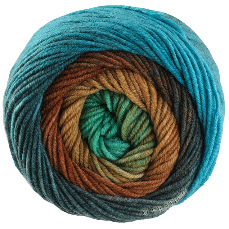 Lana Grossa COOL WOOL Big Color | 4033-jade/lerbrun/mørk brun/mørk petrol/lys petrol