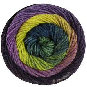 Lana Grossa COOL WOOL Big Color | 4043-grøn/sortbrun/mørk violet/violet/gul/bladgrøn/mørk petrol