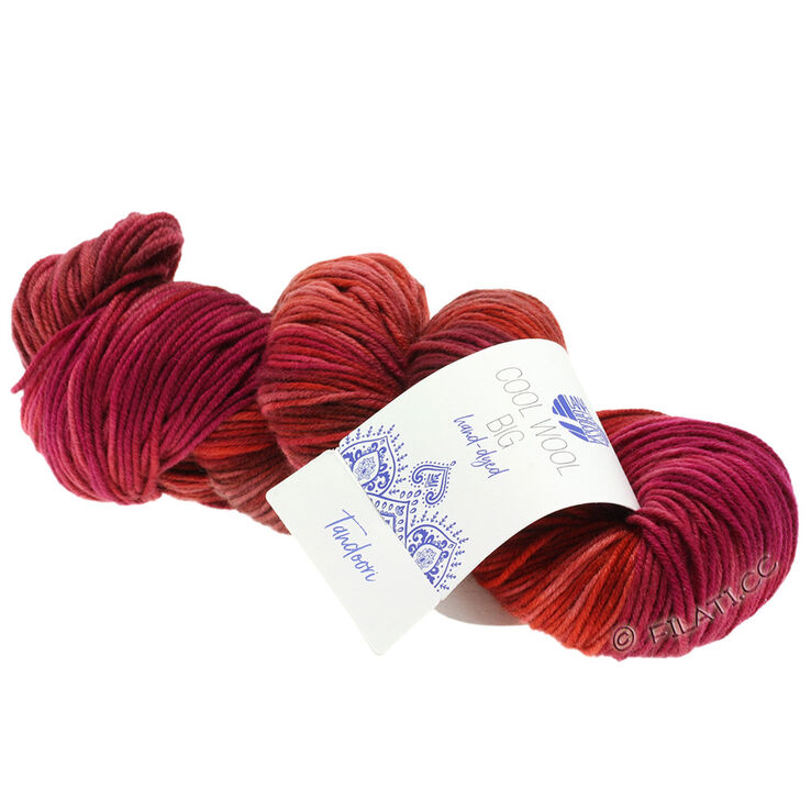 Lana Grossa COOL WOOL Big Hand-dyed | 201-rød/terrakotta/pink/cyklamen/chokoladebrun/gammelrosa