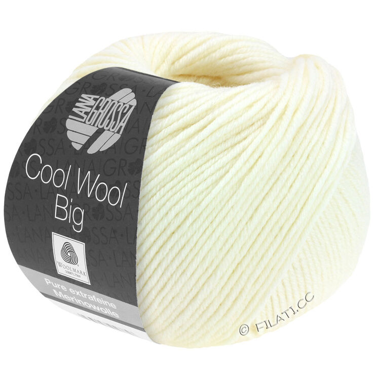Lana Grossa COOL WOOL Big Uni/Melange | 0601-rå hvid