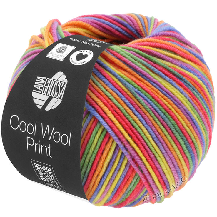 Lana Grossa COOL WOOL Print | 703-lilla/grøn/hindbær/orange/gul/blå