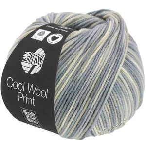 Lana Grossa COOL WOOL  Print | 829-rå hvid/sølvgrå/lys grå/grå