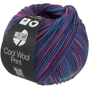 Lana Grossa COOL WOOL  Print | 837-dueblå/blomme/rødviolet