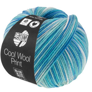 Lana Grossa COOL WOOL  Print | 844-turkis/lys blå/azurblå/rå hvid