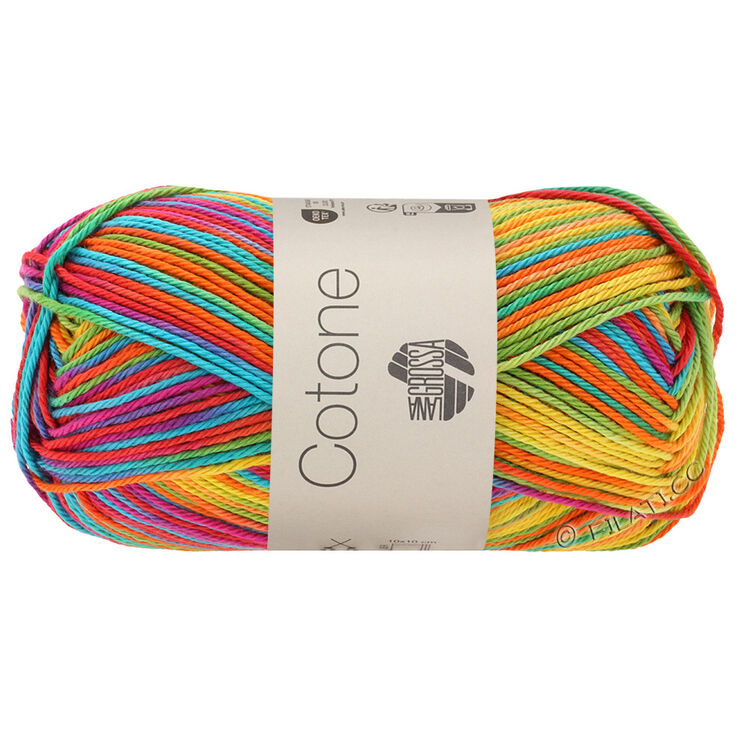 Lana Grossa COTONE  Print/Spray/Mouliné | 306-gul/orange/turkis/grøn/koral/violet