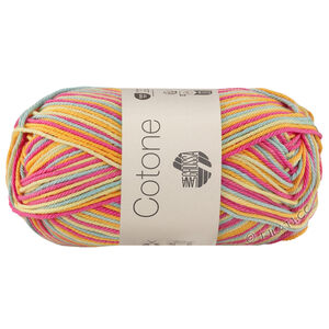 Lana Grossa COTONE  Print/Spray/Mouliné | 363-pink/æggeblomme gul/citrusgul/mynte