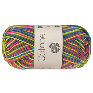 Lana Grossa COTONE  Print/Spray/Mouliné | 366-pistacie/akacierød/petrol blå/mørk grøn