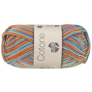 Lana Grossa COTONE  Print/Spray/Mouliné | 370-mandarin/gråbeige/myntegrøn/turkis