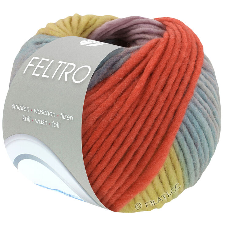 Lana Grossa FELTRO Arco | 441-rød/gråblå/limett/mauve/mørk brun