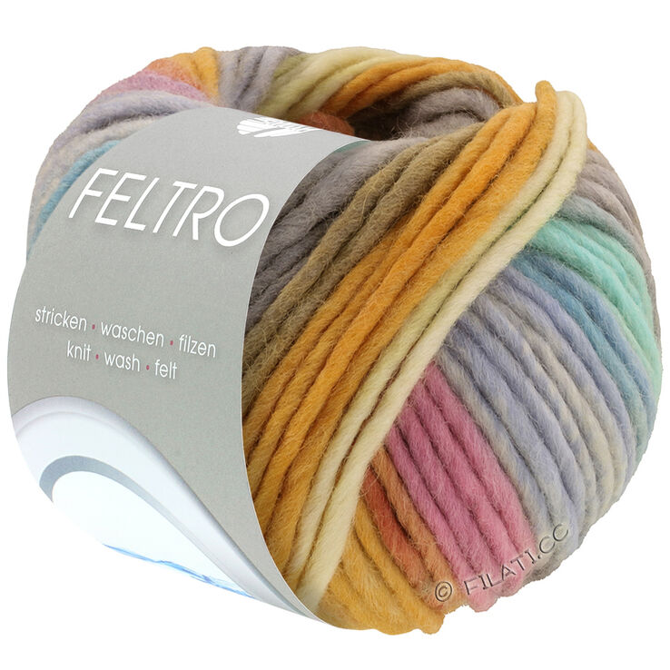 Lana Grossa FELTRO Bosco | 721-vanilje/lys grå/æggeblomme gul/orange/rosa/lys blå/turkis/gråbeige