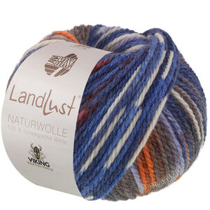 Lana Grossa LANDLUST Naturwolle Print | 102-blå/orange mønstret