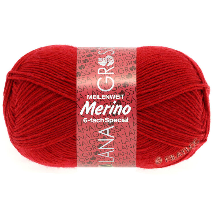 Lana Grossa MEILENWEIT 6-FACH 150g Merino | 01-rød
