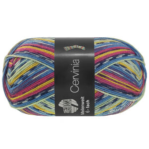 Lana Grossa MEILENWEIT 6-FACH 150g Cervinia | 9754-mørk fuchsia/mørk blå/hvid/blå/bleggul/æggeblomme gul