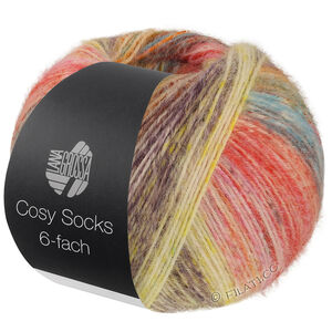 Lana Grossa MEILENWEIT 6-FACH 150g Cosy Socks Dream | 2152-rosa beige/gul/gråbrun/lys brun/mørk brun/orange/jade/turkis/fictile rød - lerrød/gammelrosa