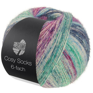 Lana Grossa MEILENWEIT 6-FACH 150g Cosy Socks Dream | 2154-grå/lys blå/blågrå/jade/gråviolet/blåviolet/fuchsia/mørk grøn/lys grøn/turkis