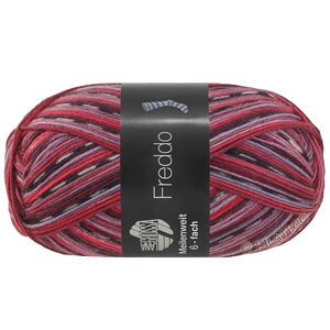 Lana Grossa MEILENWEIT 6-FACH 150g Freddo | 9740-mørk grå/hvid/burgund/rød/grå rosa/mauve