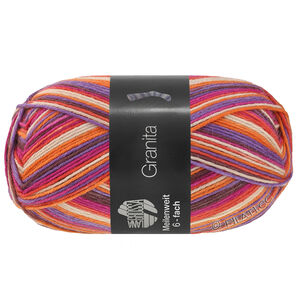 Lana Grossa MEILENWEIT 6-FACH 150g Granita | 9734-mørk brun/lilla/orange/perlebeige/rød/fuchsia