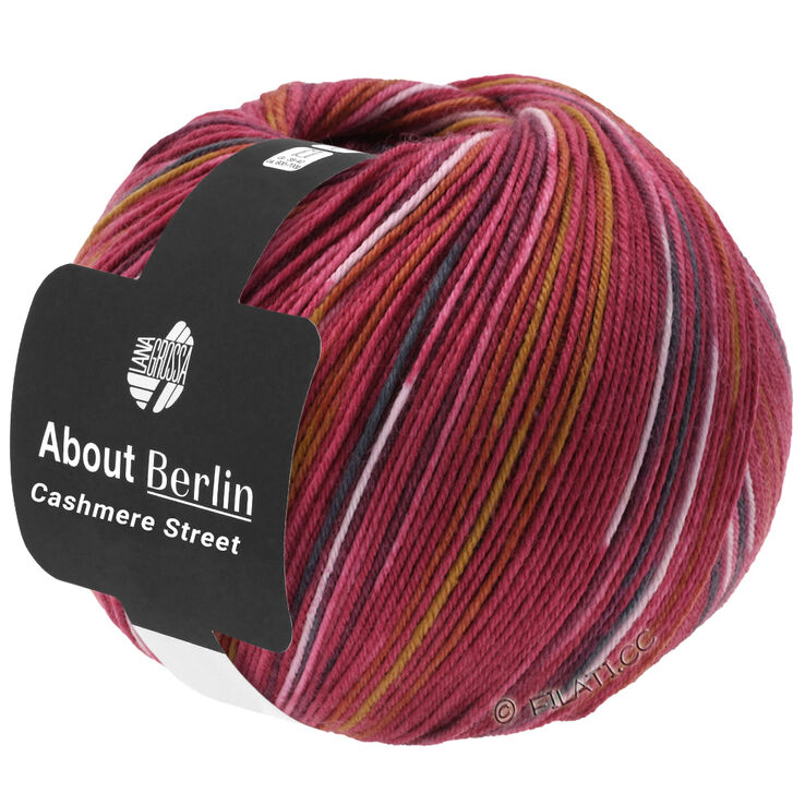Lana Grossa MEILENWEIT 100g Cashmere Street (ABOUT BERLIN) | 831-teglstensrød/hvid/sennep/pink/mørk grå/petrol