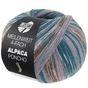 Lana Grossa MEILENWEIT 100g Alpaca Poncho | 2722-mørk petrol/petrol/lys blå/gråbeige/taupe/gråviolet