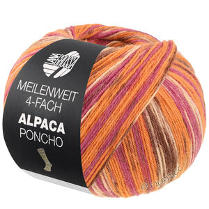 Lana Grossa MEILENWEIT 100g Alpaca Poncho | 2723-orange/fuchsia/creme/lyng/brun