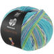 Lana Grossa MEILENWEIT 100g Cashmere Pista | 144-turkis/hvid/blå/citrusgul/violetblå/pistacie stribet