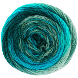 Lana Grossa MEILENWEIT 100g Color Mix Soft | 8052-mørk petrol/petrol blå/petrol grøn/lys petrol/mynte