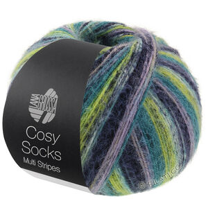 Lana Grossa MEILENWEIT 100g Cosy Socks Multi Stripes | 157-lavendel/petrol/majgrøn/turkis/natblå