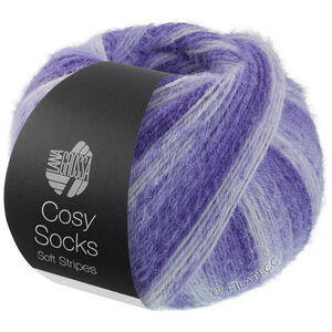 Lana Grossa MEILENWEIT 100g Cosy Socks Soft Stripes | 101-blåviolet/violetblå/sartviolet/hvid