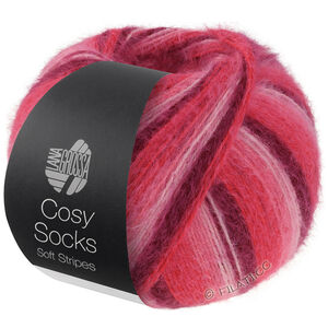 Lana Grossa MEILENWEIT 100g Cosy Socks Soft Stripes | 105-bordeaux/rosa/hindbær/pink