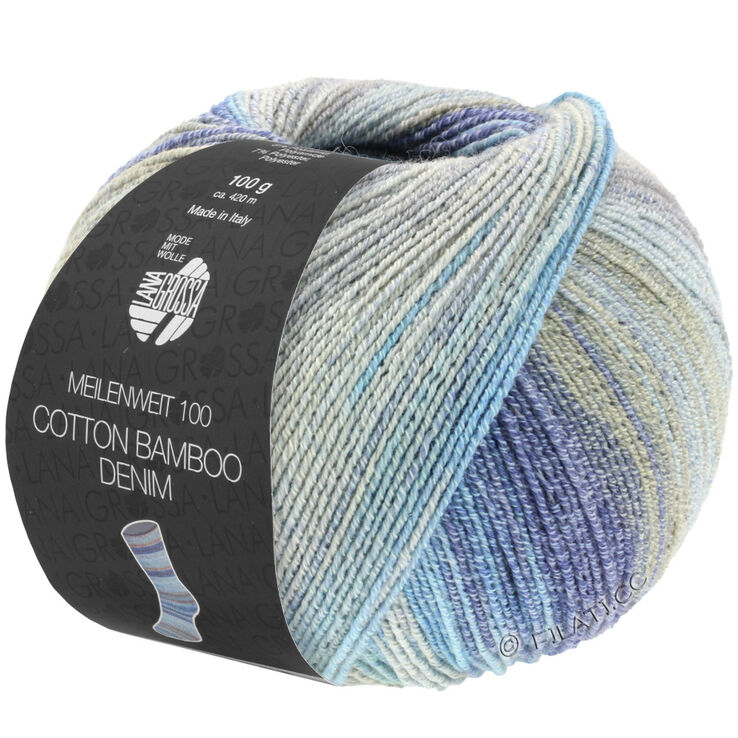 Lana Grossa MEILENWEIT 100g Cotton Bamboo Denim | 3311-sølvgrå/lys grå/grå/lys beige/lys blå/mørk blå