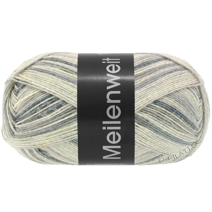 Lana Grossa MEILENWEIT 100g Black Denim Mix | 4656-sølvgrå/ecru/lys grå/mellem grå/mørk grå