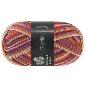 Lana Grossa MEILENWEIT 100g Granita | 1810-fuchsia/brombær/violet/orange/lys beige/rød