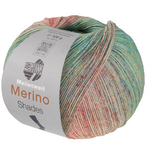 Lana Grossa MEILENWEIT 100g Merino Extrafine Shades | 7229-laksrød/creme/turkisgrøn/gulgrøn