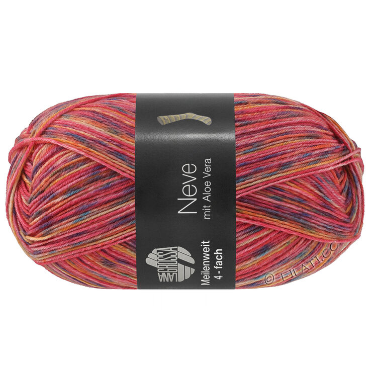 Lana Grossa MEILENWEIT 100g Neve | 4431-hindbærrød/petrol/rust/marine/honninggul