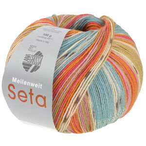 Lana Grossa MEILENWEIT 100g Seta Giappone | 3381-mynteturkis/ecru/sennep/hindbær/syren/mauve