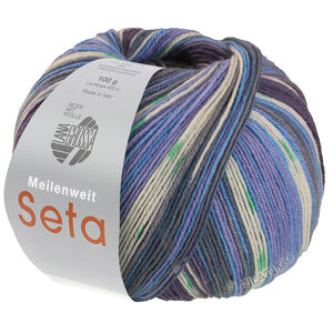 Lana Grossa MEILENWEIT 100g Seta Giappone | 3385-blåviolet/hvid/oliven/himmelblå/grå/blålilla/grøn