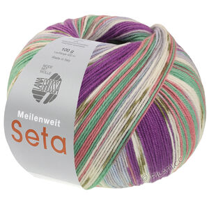 Lana Grossa MEILENWEIT 100g Seta Giappone | 3389-blåviolet/hvid/oliven/lys blå/jade/gammelrosa/lys grå