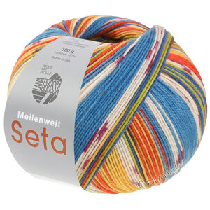 Lana Grossa MEILENWEIT 100g Seta Giappone | 3391-mørk blå/terrakotta/pistacie/rødviolet/hvid/azurblå/gul