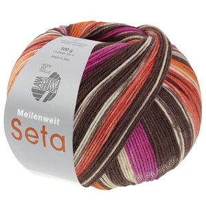 Lana Grossa Meilenweit Seta Hokkaido | 3581-rust/mørk brun/natur/orange/antracit/fuchsia/mørk grå
