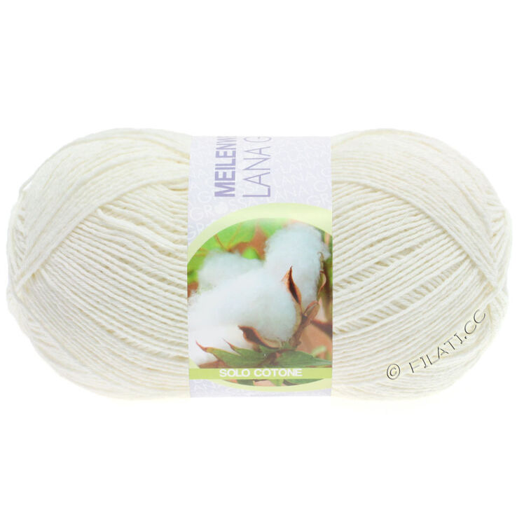 Lana Grossa MEILENWEIT 100g Solo Cotone Unito | 3450-rå hvid