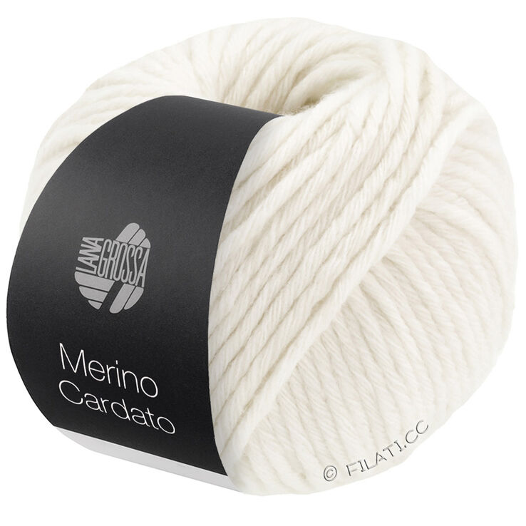 Lana Grossa MERINO CARDATO | 01-rå hvid